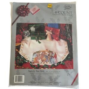 Something Special Nativity Christmas Tree Skirt 6- Count Cross Stitch Kit New